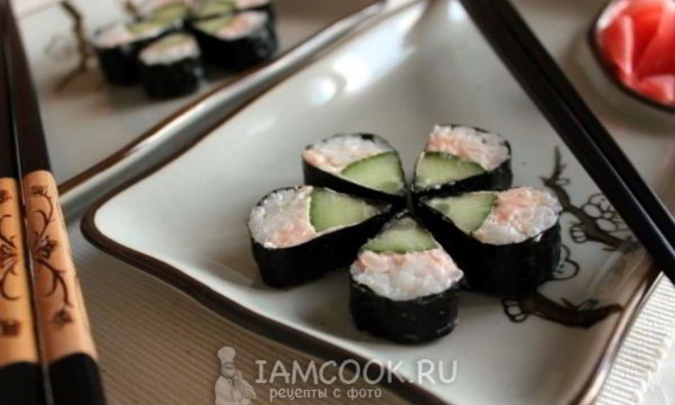 Рецепт ролла цветок с огурцом и лососевым маслом