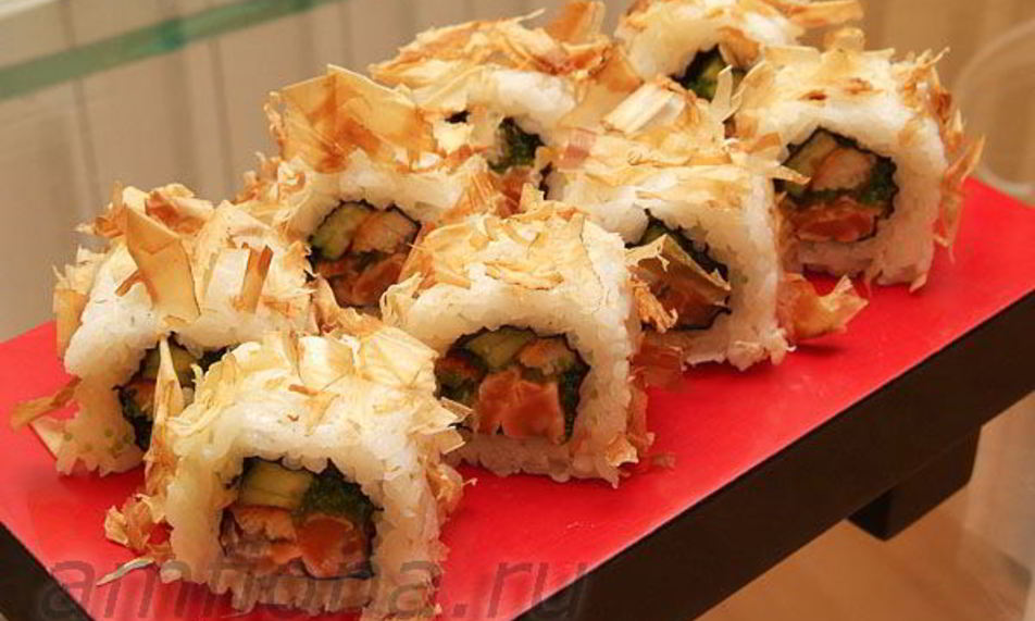Рецепт ролла в стружке тунца бонито