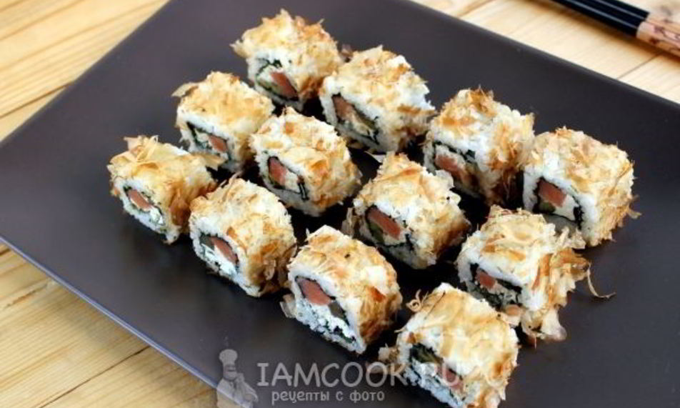 Рецепт роллов бонито со стружкой тунца