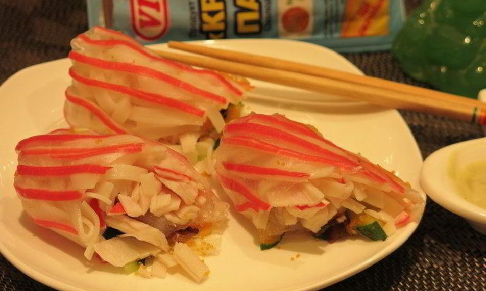 Рецепт роллов полосатики с крабовыми палочками