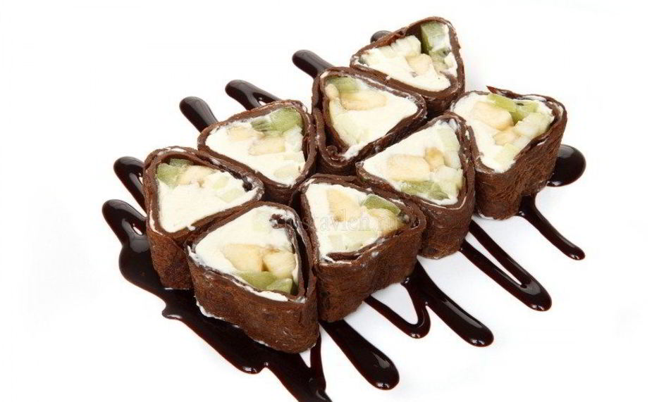 Рецепт шоколадных роллов с яблоками и апельсинами