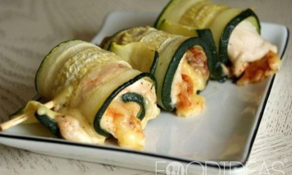 Рецепт кабачковых рулетиков с курицея