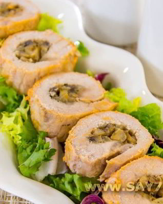 Мясные рулетики с грибной начинкой