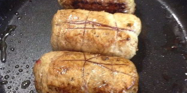 мясные рулеты с омлетом из тыквы