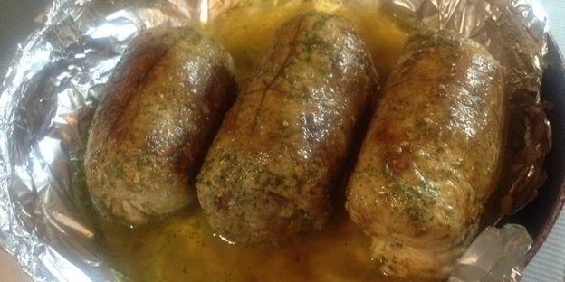 мясные рулеты с омлетом из тыквы