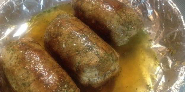 мясные рулеты с омлетом из тыквы