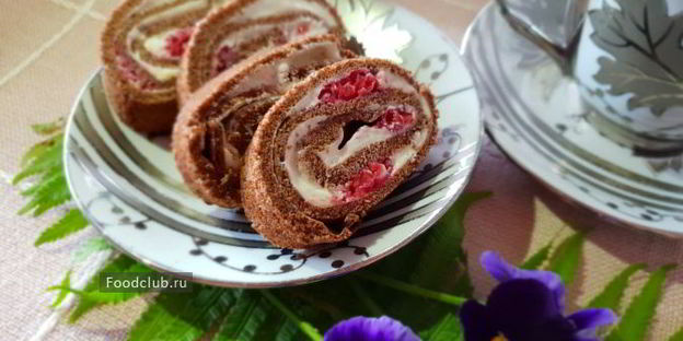 нежнейший рулет с малиной