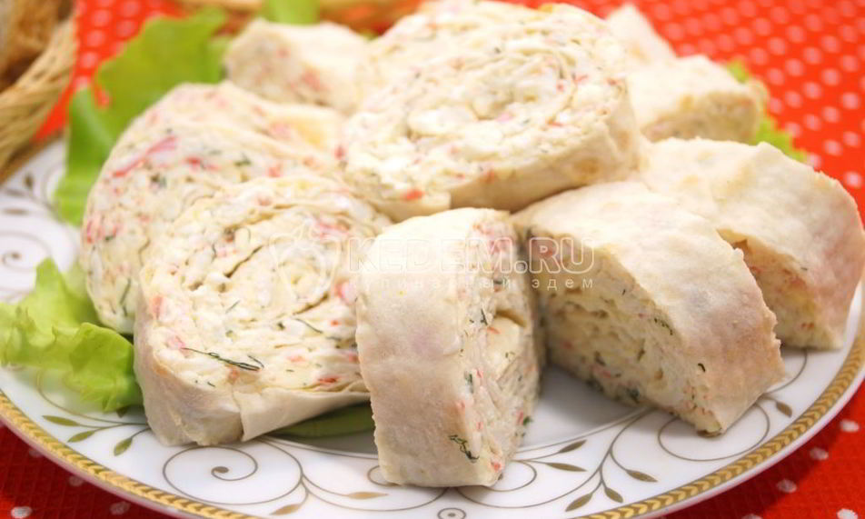 Рецепт рулета из лаваша с крабовыми палочками