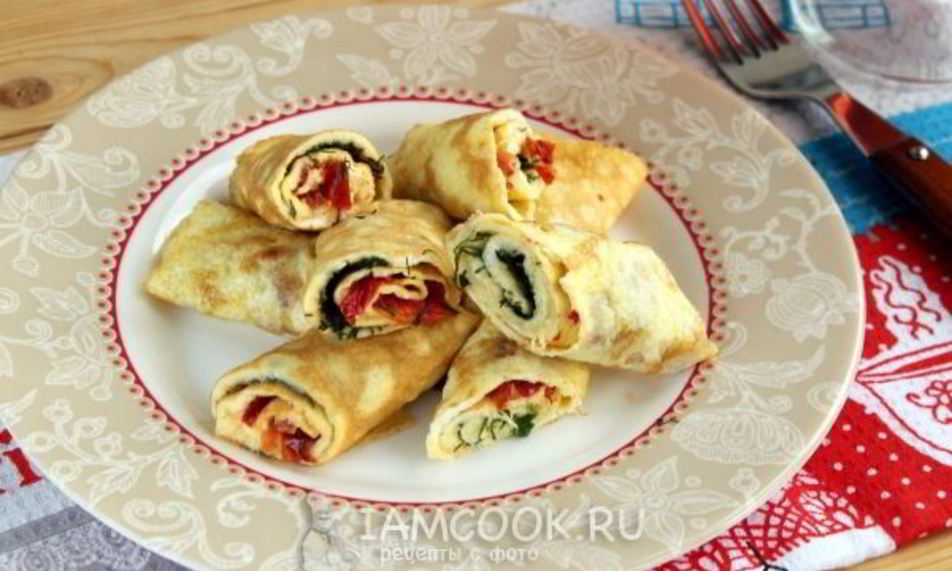 Рецепт рулета из омлета с сыром