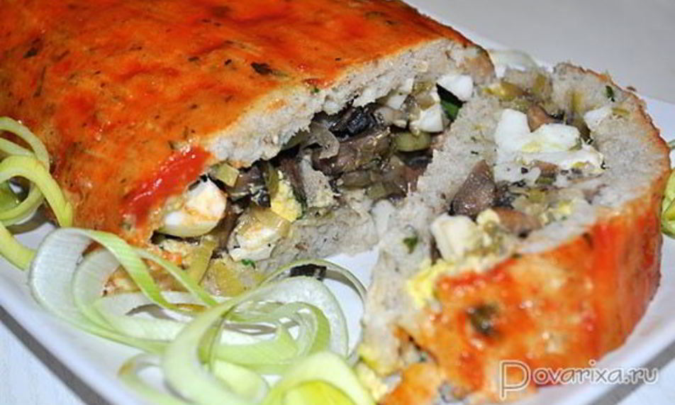 Рецепт рулета из рыбного фарша с грибами