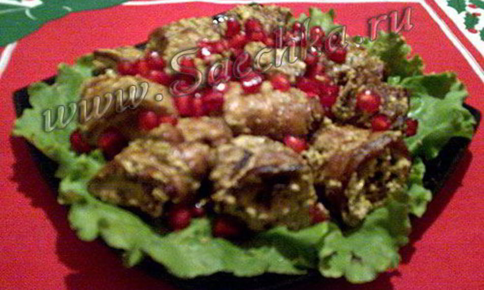 Рецепт рулетиков из баклажанов с орехами