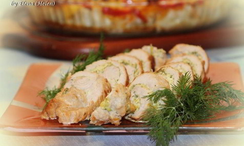 Рецепт рулетиков из индейки с творожно-чесночной начинкой