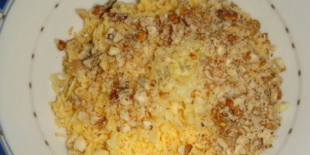 рулеты из баклажанов с сыром, чесноком и орехами