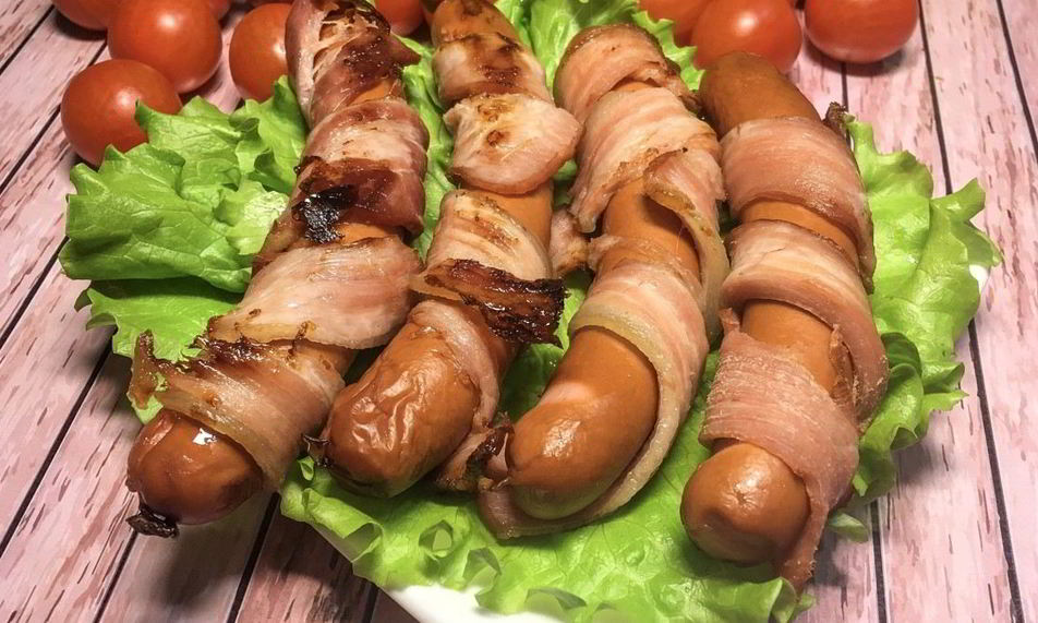 Рецепт сосисок в беконе