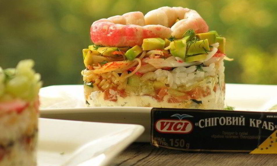 Рецепт суш мини-торт с крабовыми палочками