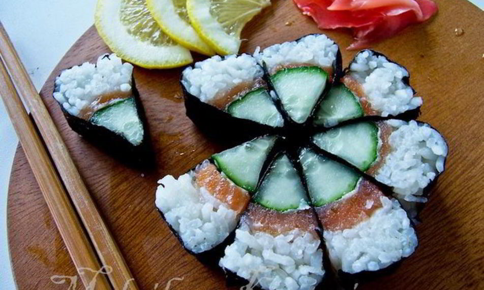 Рецепт суш-ролла огуречный цветок