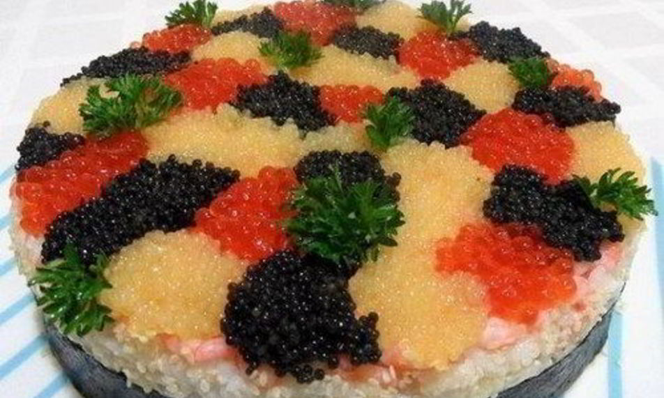 Рецепт суш-торта три икринки
