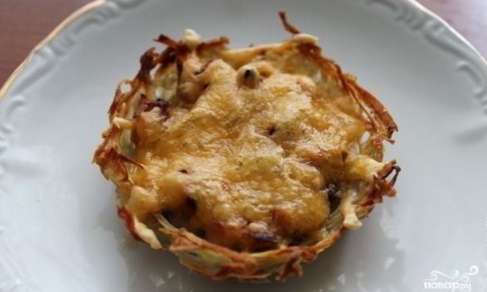 Рецепт картофельных тарталеток с грибами