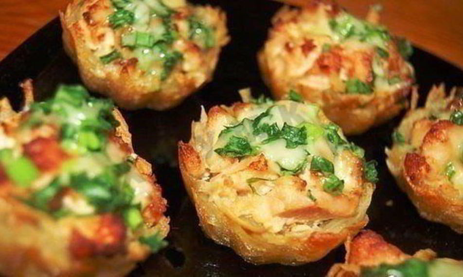 Рецепт тарталеток из картофеля с куриным филе