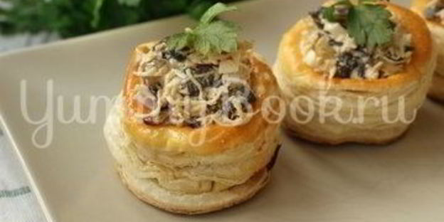 тарталетки из слоеного теста с начинкой