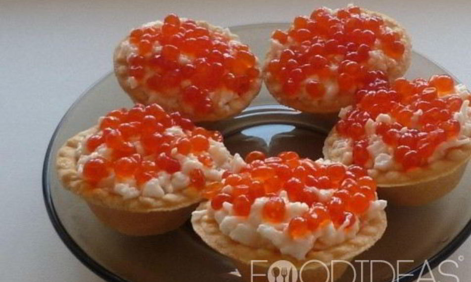 Рецепт тарталеток с икрой и креветками