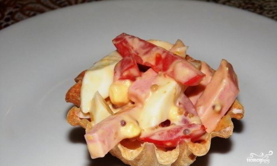 Рецепт тарталеток с копченой колбасой