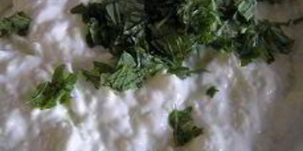 тарталетки с сырным кремом и мятой