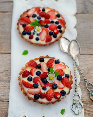 Тарталетки с заварным кремом и клубникой