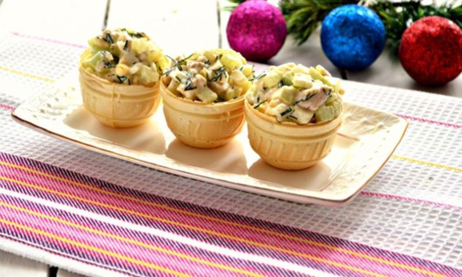 Рецепт закуски из куриного мяса в тарталетках