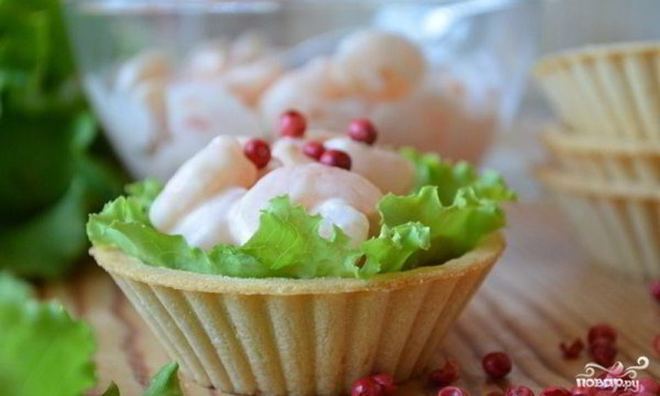 Рецепт закуски с креветками в тарталетках