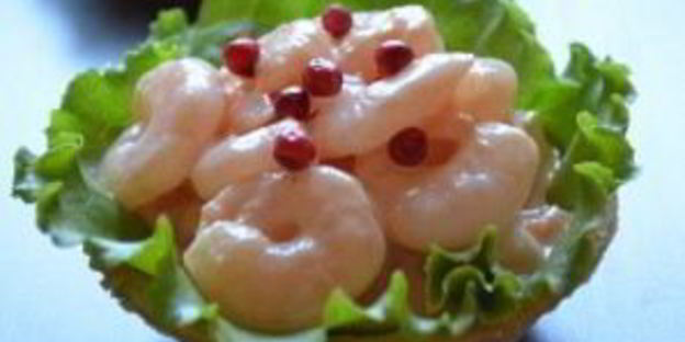 закуска с креветками в тарталетках