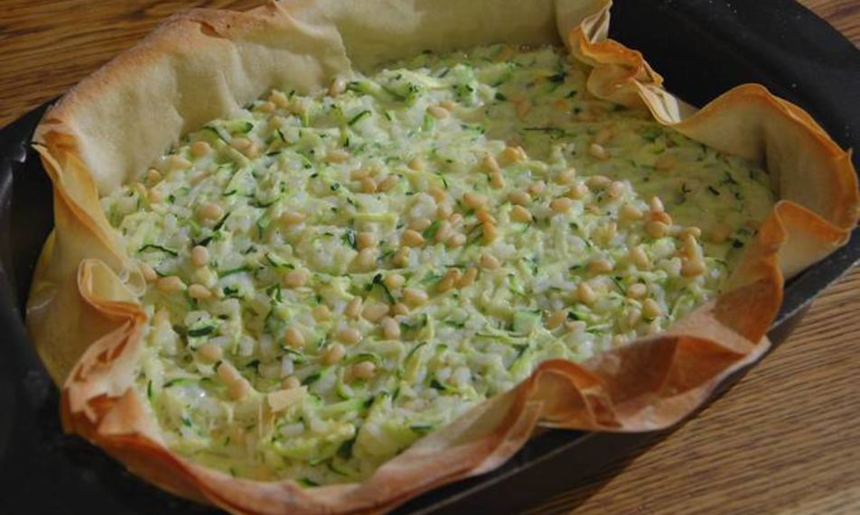 Рецепт тарта с цукини, рисом и кедровыми орешками
