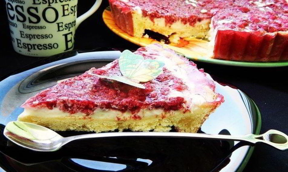 Рецепт тарта с заварным кремом и малиновым желе