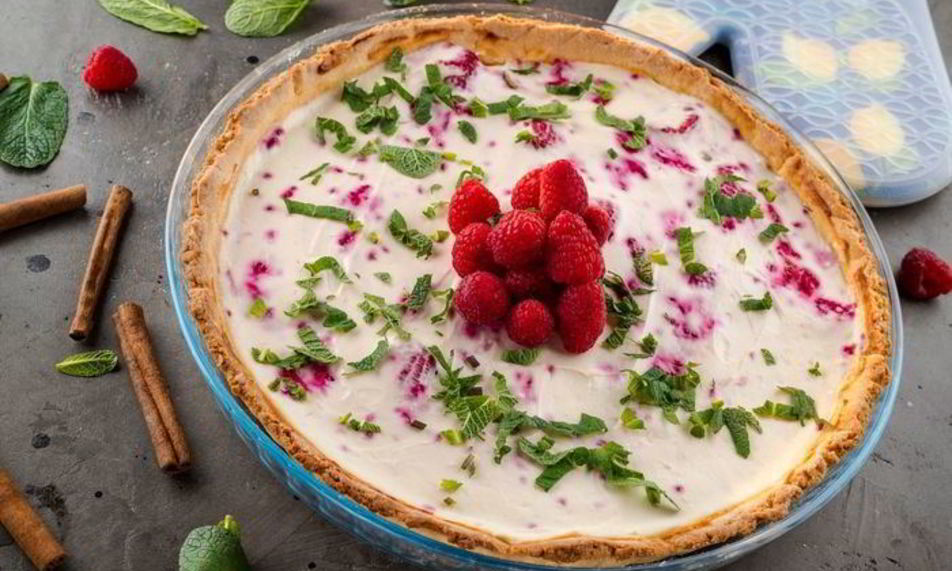 Рецепт творожного тарта с малиной