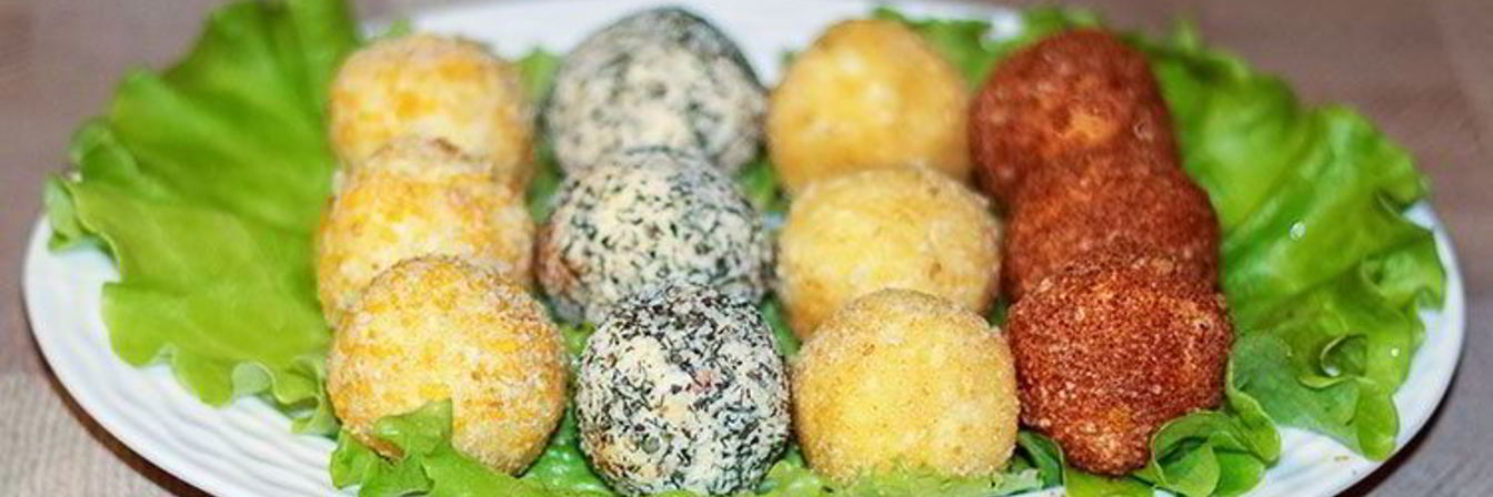 Цветные сырные шарики к праздничному столу