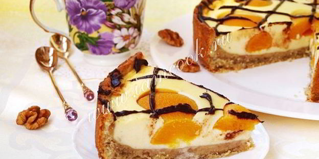 торт яичница с персиками и шоколадом