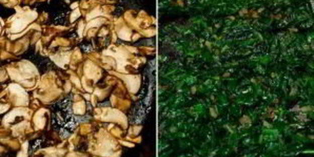 яичница со шпинатом и грибами в духовке