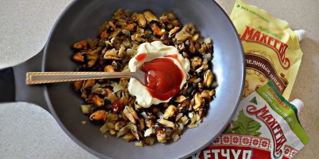 закуска из баклажанов с мидиями