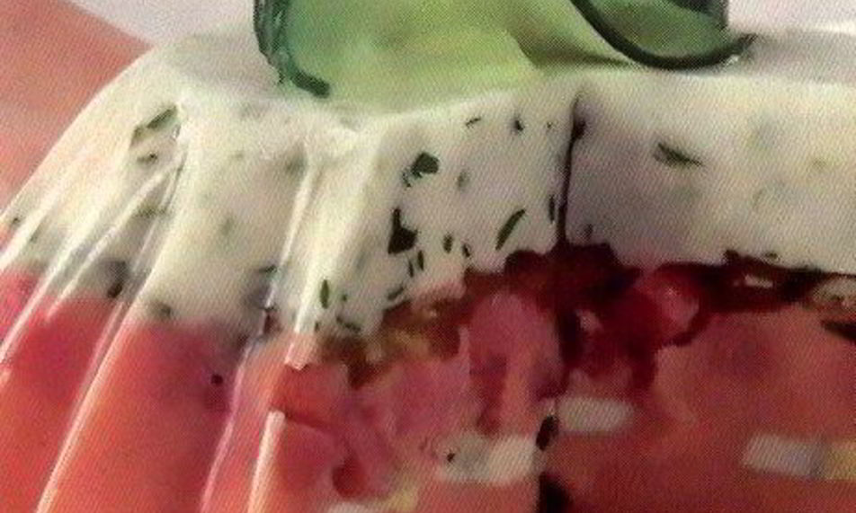 Рецепт цветного заливного с ветчиной