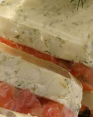 Заливное из картофеля и лосося