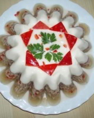 Заливное из курицы с майонезом