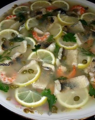 Заливное из судака и креветок