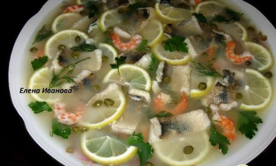 Рецепт заливного из судака и креветок