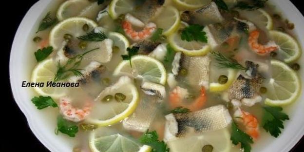 заливное из судака и креветок