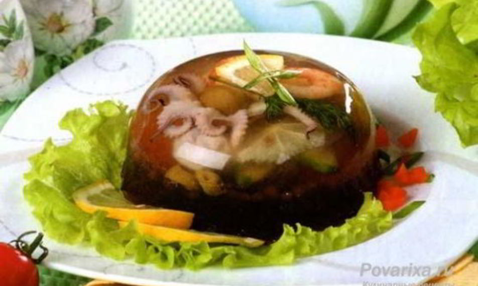 Рецепт заливного с рыбой и морепродуктами