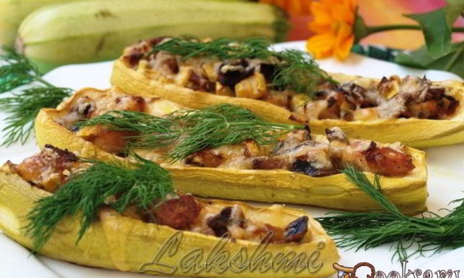 Рецепт лодочек из кабачков с жульеном и курицей