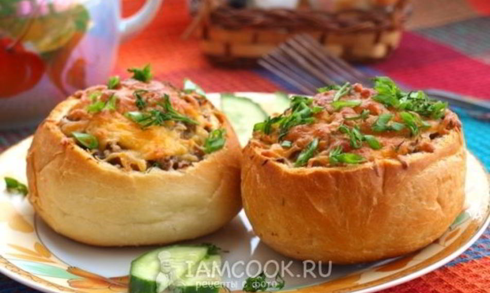 Рецепт жульена из шампиньонов в булочке