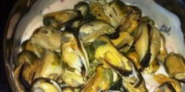 жульен с мидиями и овощами