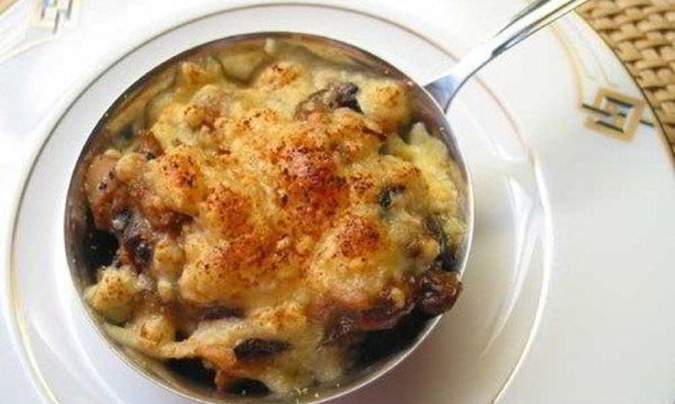 Рецепт жюльена из мидий с креветками и грибами